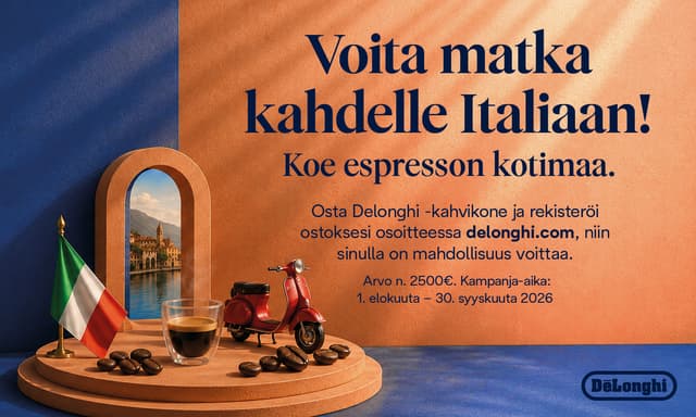 Delonghi-kampanja - Voita matka kahdelle Italiaan