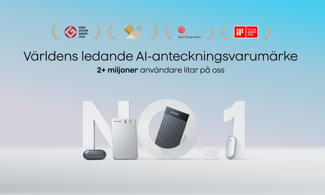 Plaud product banner with the text "World's leading brand for AI notes"