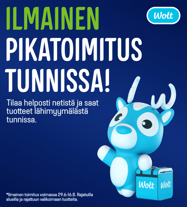 Ilmainen wolt toimitus 16.08. asti!