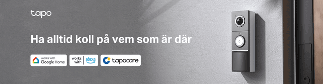 Tapo D235 banner med text "Ha alltid koll på vem som är där".