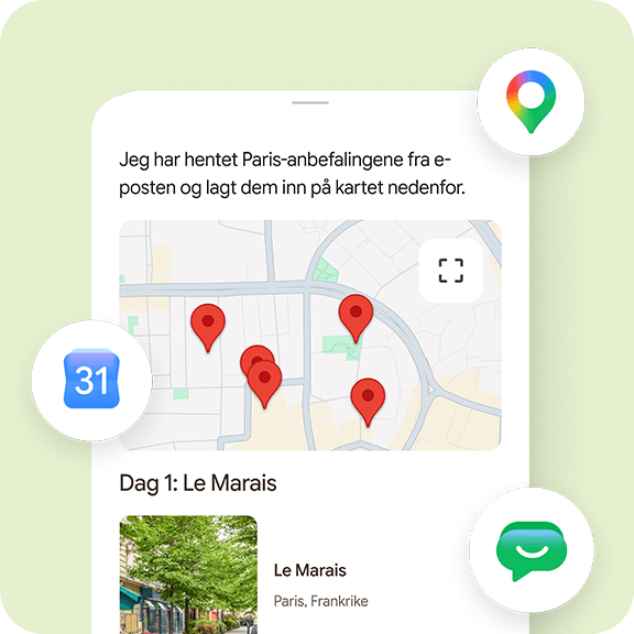 Gemini viser Google maps