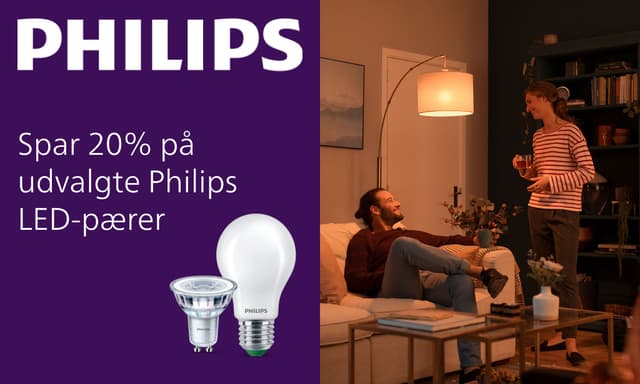 Spar 20 % på udvalgte Philips LED-pærer