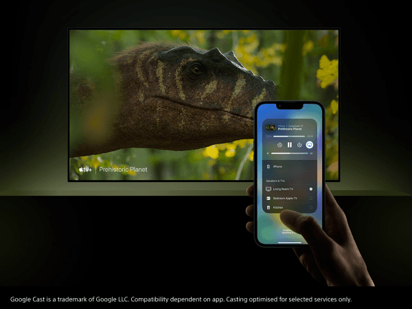 Casting, bild som visar en TV som styrs med en mobil via casting.
