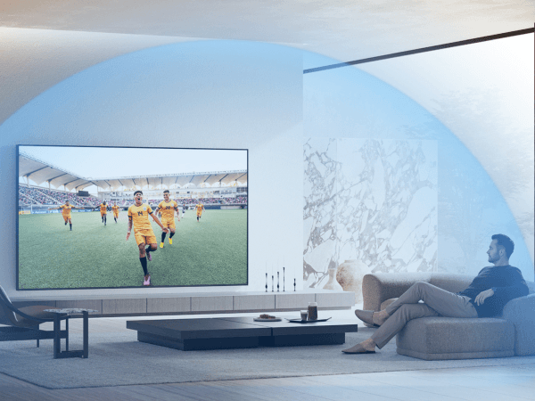 Football on living room screen