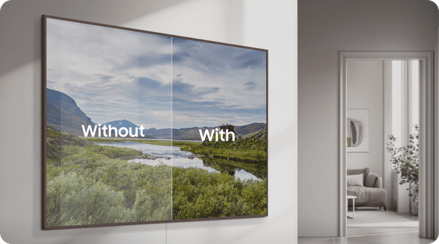 Samsung-televisio ja heijastuksia poistava Glare Free -teknologia