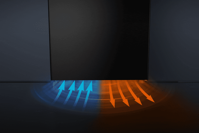 Illustrasjon av Hisense KitchenFits bunnplasserte ventilasjonssystem.