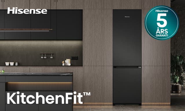 Hisense KitchenFit-banner med teksten: "5 års garanti".