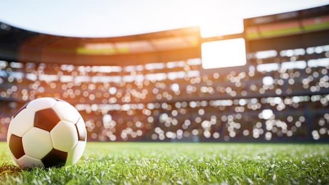 Foldboldstadion og -bane med fodbold