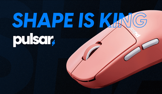 Pulsar gamingmus og teksten Shape is king
