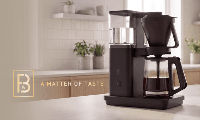 F&B coffee maker on a kichen table