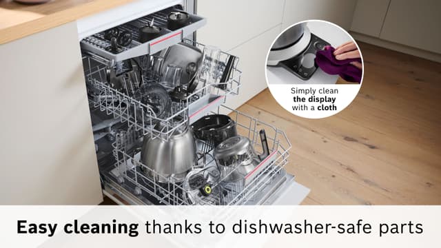 Bosch Series 8 kjøkkenmaskin som rengjøres i oppvaskmaskin