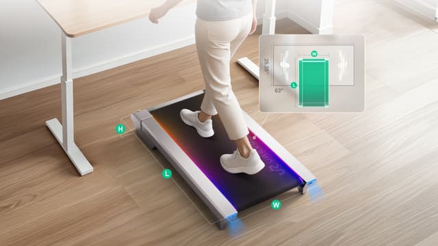 Woman walking on the UREVO CyberPad for Office at a standing desk
