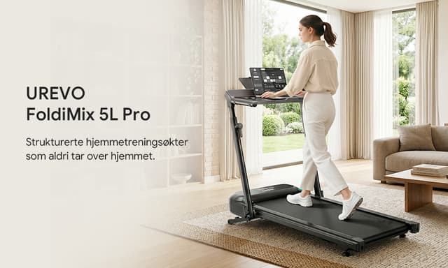 Woman walking on the Urevo FoldiMix 5L Pro treadmill in an office during the workday