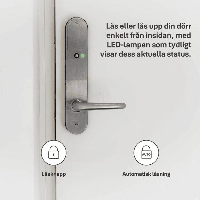 Yale Entrus-lås med text om upplåsning från insidan.