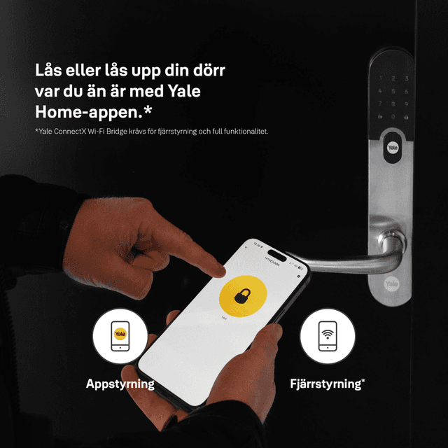 Yale Entrus-lås och mobil med Yale Home-appen