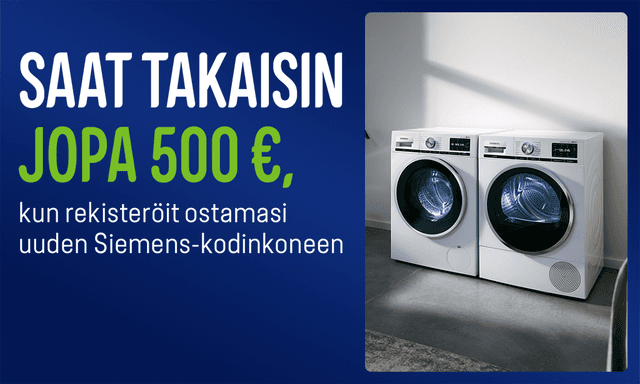 Siemens-kodinkoneiden cashback-tarjous