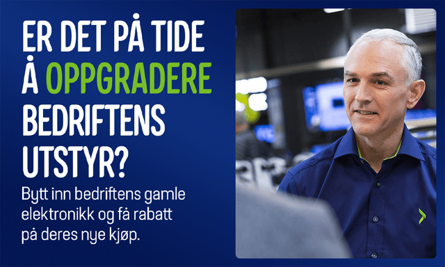 Elretur-banner med teksten: Er det tide å oppgradere bedriftens utstyr?