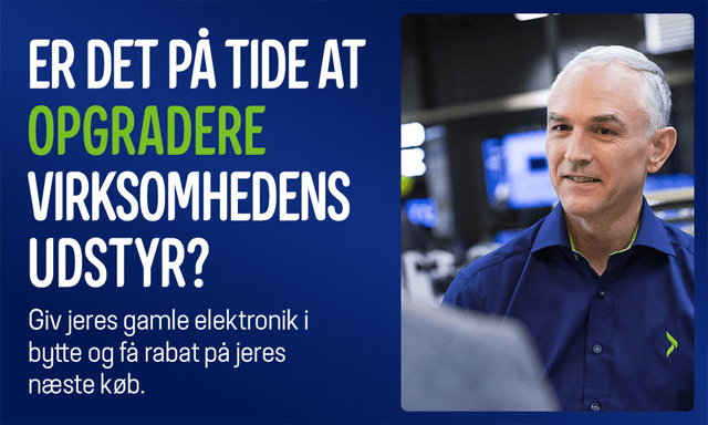 Banner med teksten: "Er det på tide at opgradere virksomhedens udstyr?"