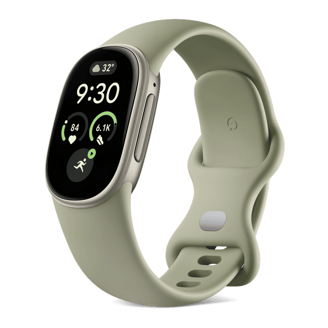 Et produktbilde av en olivengrønn Fitbit Edge-smartklokke.
