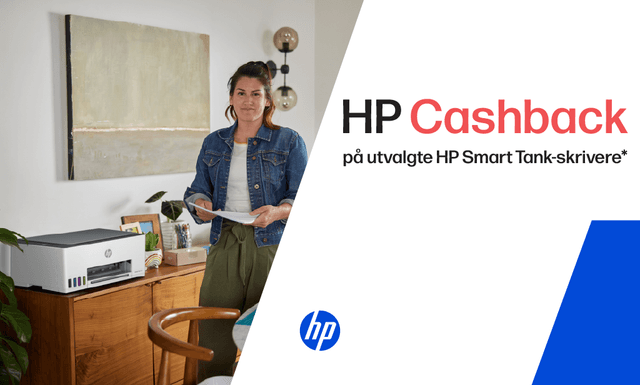 Tidsbegrenset cashback-tilbud på utvalgte HP-skrivere