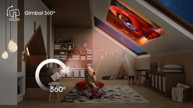 Integreret 360° gimbal-stativ – projicér hvor som helst