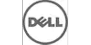 Rund Dell logotyp i svart och vitt.