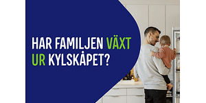 Elgiganten banner med texten "Har familjen växt ur kylskåpet?".