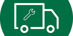 Leverings- og monteringsikon mot grønn bakgrunn