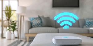 Illustreret Wi-Fi-logo oven på et stuebord