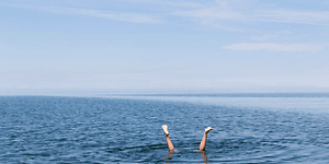 et par bein stikker opp fra havet