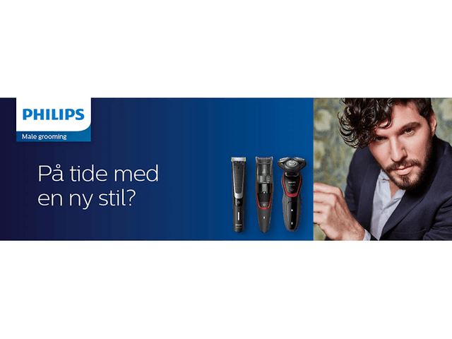 Philips banner med barbermaskiner og skjeggtrimmer