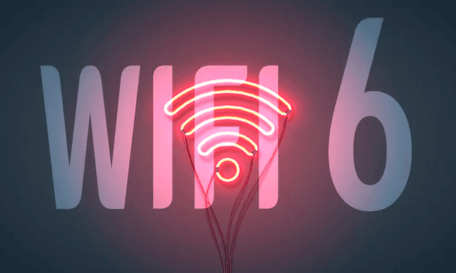 illustrasjon wifi 6med wifi-signal i rosa neonlys