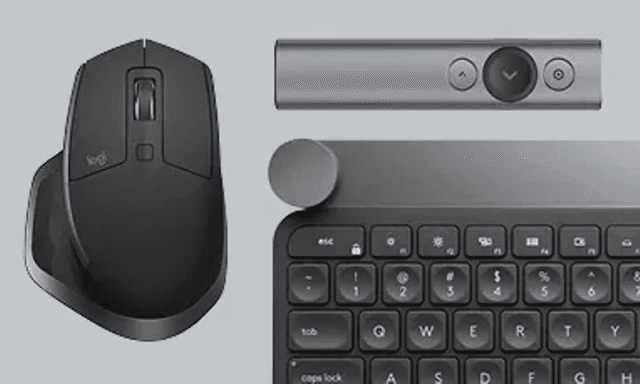 logitech embrace power banner med høyttaler, fjernkontroll og tastatur
