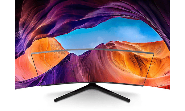 Samsung Curved skärm med en färgstark bild.