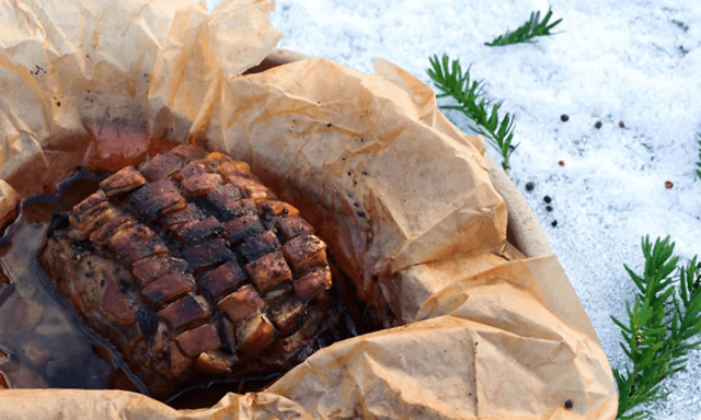 juleribbe på bakepapir