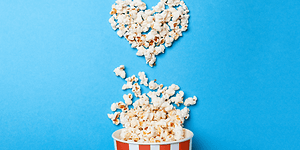 Popcorn formet som et hjerte