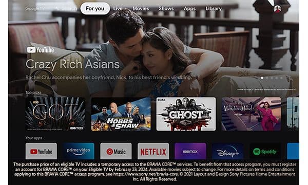 Sony-tv med Youtube-app
