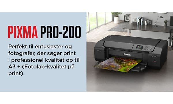 Canon Pixma PRO-200 med produktbeskrivelse på dansk