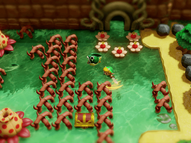 The Legend of Zelda - Link der bruger sit sværd for at komme til en skattekiste
