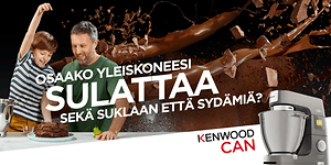 Mies ja poika leipovat Kenwood-keittiökoneella