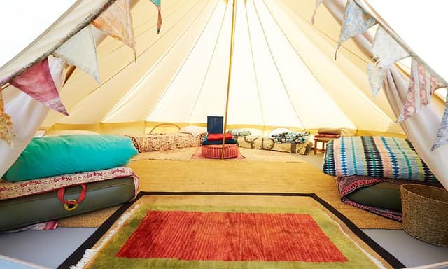 Inside of a bell tent