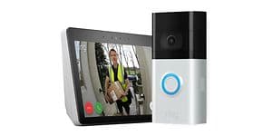 Ring dørklokke med Alexa-enhet viser utsikt fra dørklokke