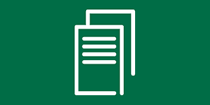 Symbol för villkor som ser ut som två vita ark med en grön bakgrund. 