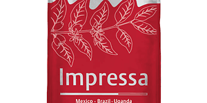 Jura Impressa kaffebönor i röd förpackning.
