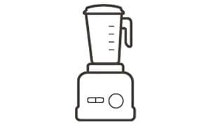 Konturerna av en blender med svart penna på vit bakgrund. 