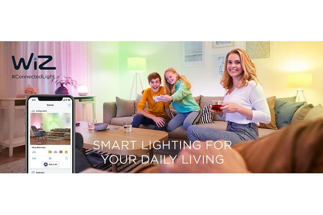 Wiz connected  banner med texten "smart lightning for your daily living".