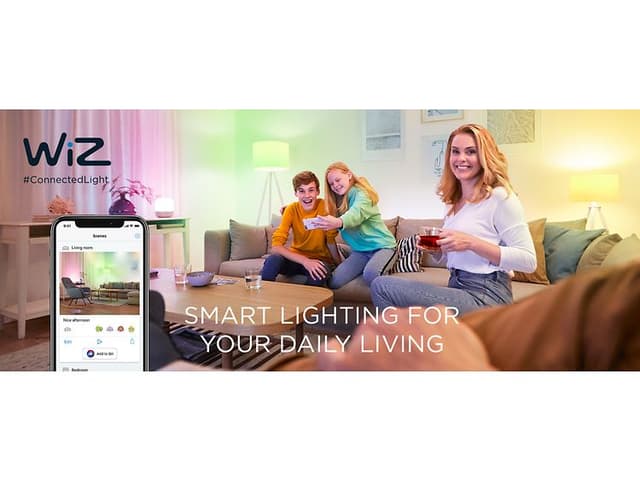 Wiz connected  banner med texten "smart lightning for your daily living".