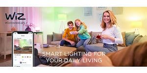 Wiz connected  banner med texten "smart lightning for your daily living".