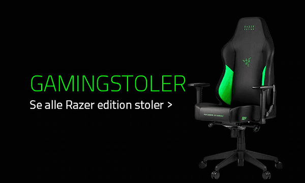 Razer svart gamingstol med grønne detaljer