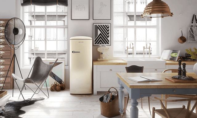 MDA - Gorenje - white retro fridge in home